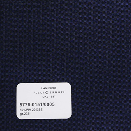 5776-0151/0005 Cerruti Lanificio - Vải Suit 100% Wool - Xanh Dương Trơn
